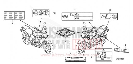 ETIQUETTE DE PRECAUTIONS CB600FA de 2010